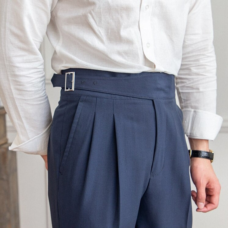 Heren hoge taille dress pants met gesp – Oliver
