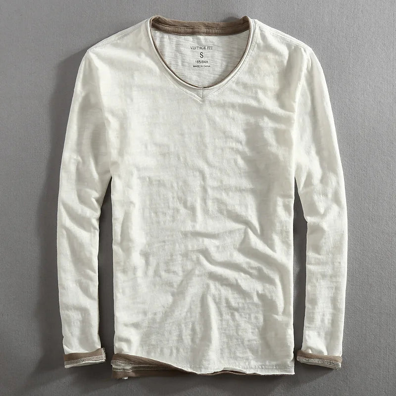 Heren Overhemd Zomer V-Hals Comfort Stijlvol – Tenhiro