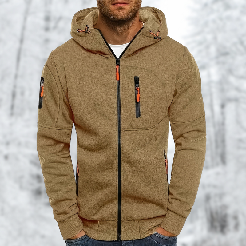 Warme heren hoodie met ritssluiting – Tobias