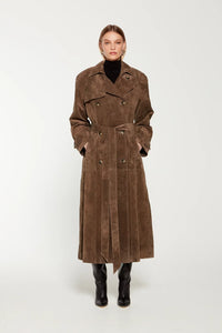 Dames trenchcoat suède stijlvol getailleerd herfstjas – Mila
