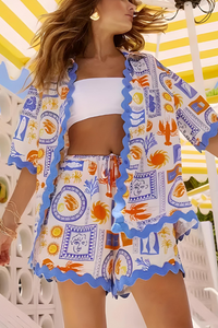 Zomerse dames set met print en hoge shorts – Isadora