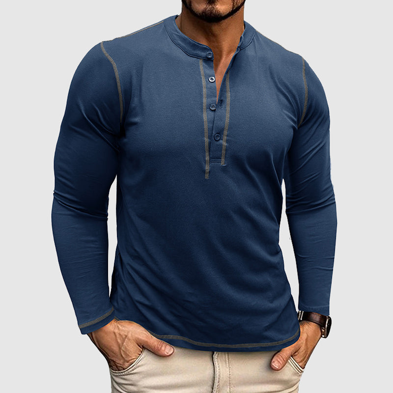 Heren shirt met lange mouwen en knoopdetails – Victor