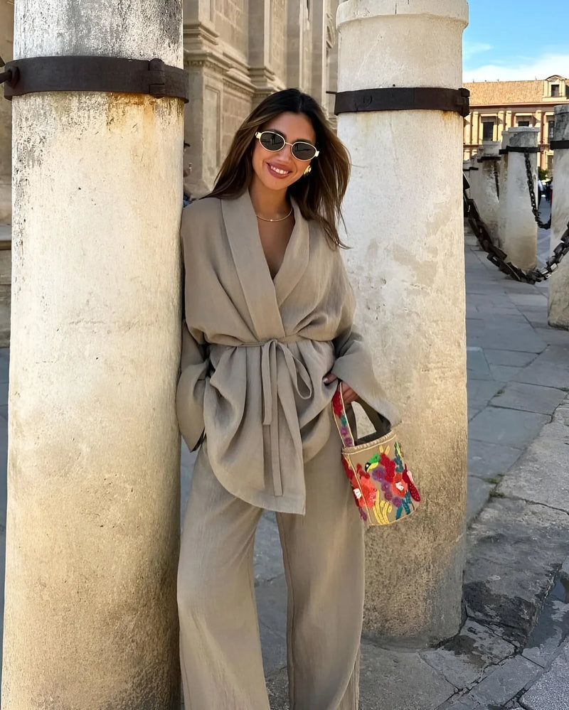 Linnen kimono set dames voor lente en zomer – Mila