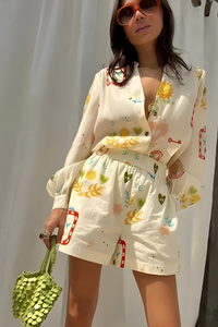 Dames set met print en oversized zomerse pasvorm – Fiorella