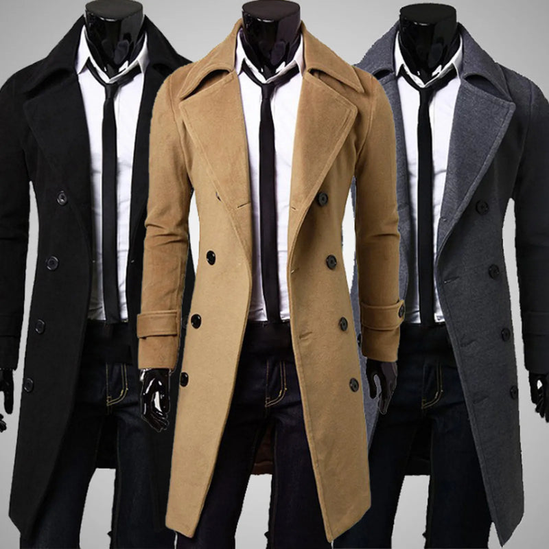 Klassieke Britse heren trenchcoat met dubbele rij knopen – Arthur