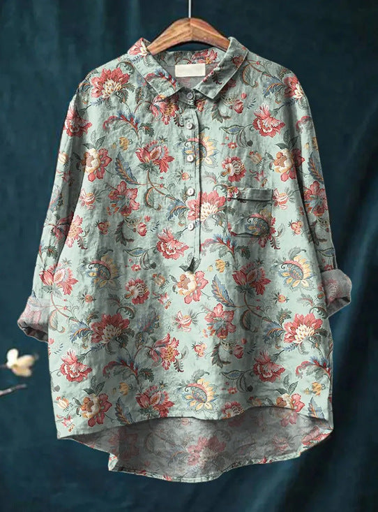 Dames blouse bloemenprint flatterend elegant comfortabel – Elisia