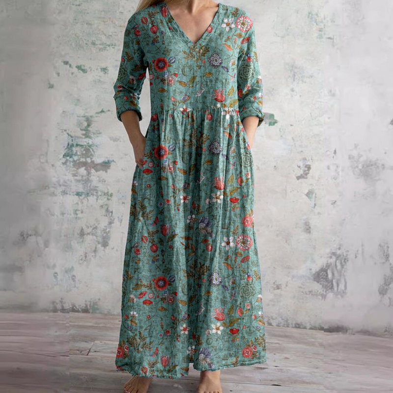 Bloemenprint Jurk met Getailleerd Silhouet en Comfort – Elina