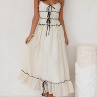 Elegante Maxi Jurk met Gelaagde Rok en Plissé - Olivia