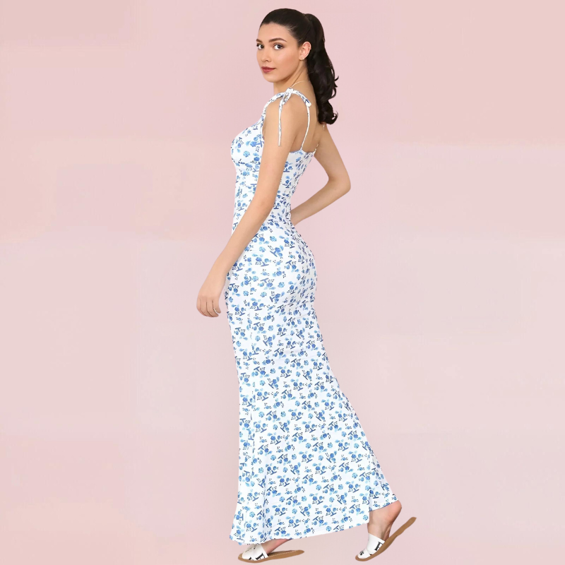 Floral Maxi Jurk met Flatterende Pasvorm – Sophie