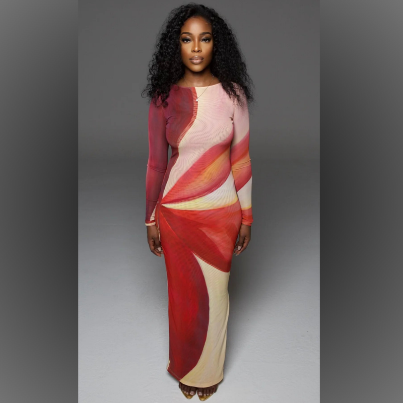 Maxi jurk met bloemenprint en elegante pasvorm – Elina