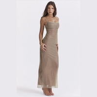 Glitter Maxi Jurk met Pailletten en Smalle Schouderbandjes – Stella