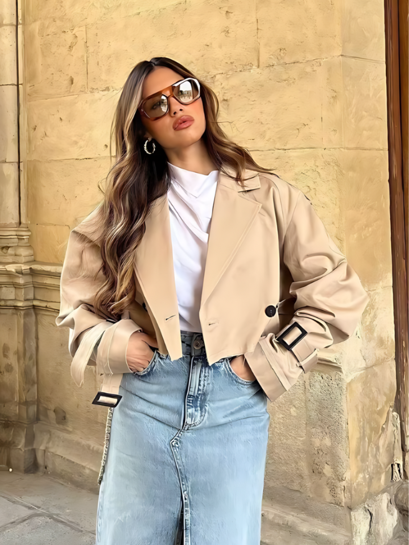 Cropped trenchcoat met chique uitstraling voor dames – Emma