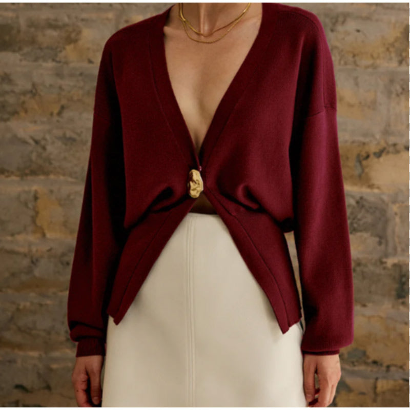 Elegante lange mouw cardigan met gouden knopen - Sophie