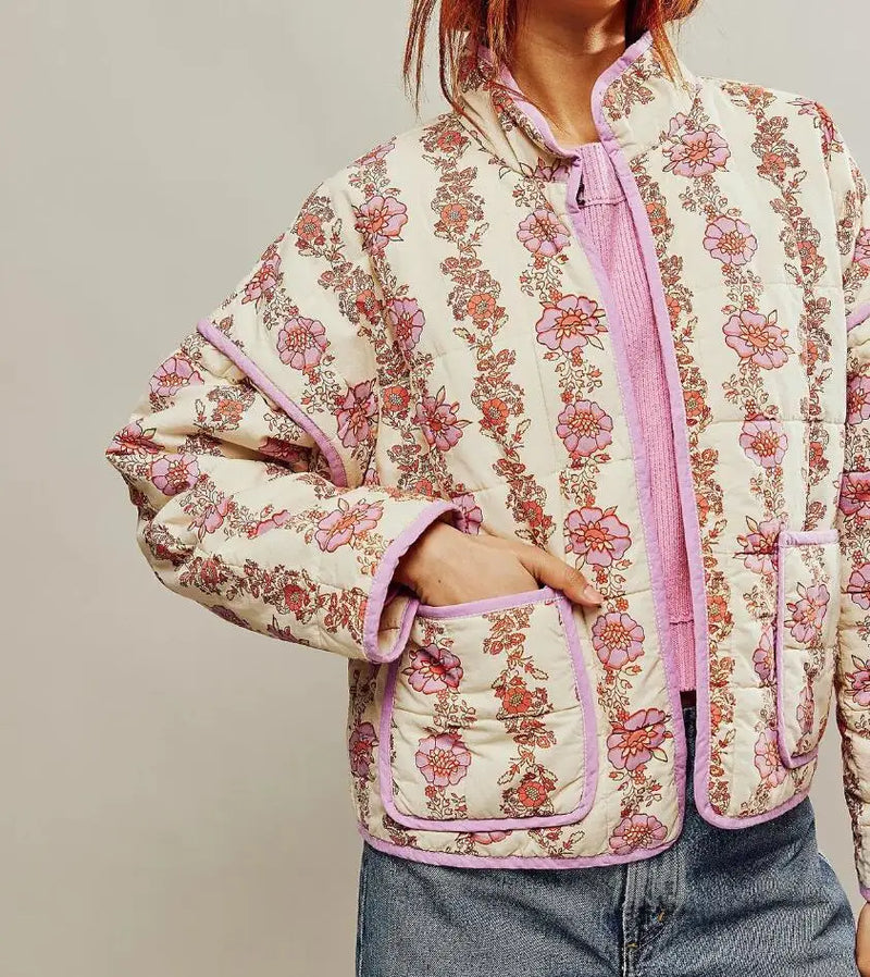 Gewatteerde Jas met Patchwork Stijl en Comfort – Fleur