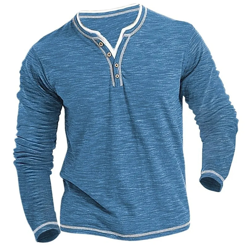 Heren longsleeve T-shirt met V-hals en ademende stof - Savino