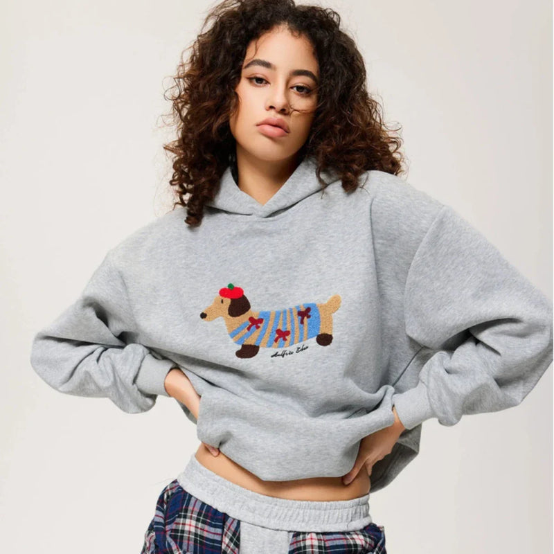 Geborduurde winter hoodie met hondje – Cozy Pup