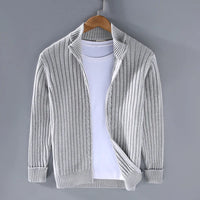 Geribde zip-up trui met moderne pasvorm – Avenro