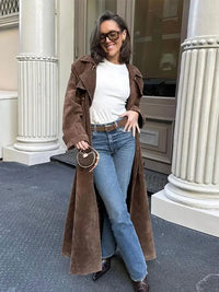 Chique lange trenchcoat met urban look – Sophie