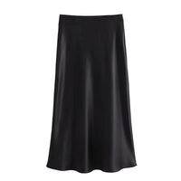 Satijnen damesrok met hoge taille en elegante glans – Norelle