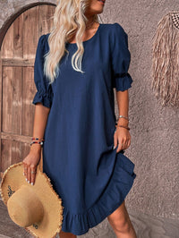 Midi Jurk Elegant Buikomslag Tijdloos Design – Lavissia