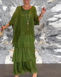 Elegante Maxi Jurk met Ronde Hals – Julia