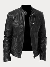 Heren leren winterjack met minimalistisch design – Veyron