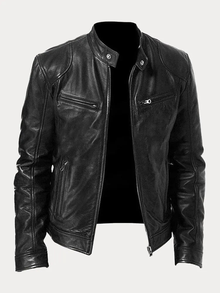 Heren leren winterjack met minimalistisch design – Veyron