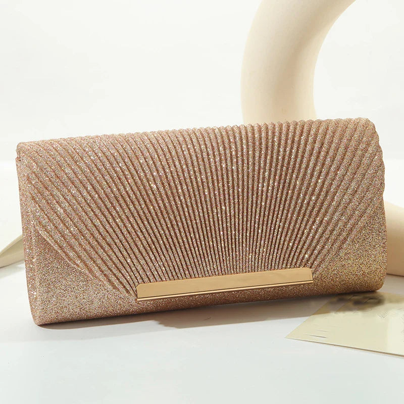 Glitter clutch met ketting voor dames – Elenaya