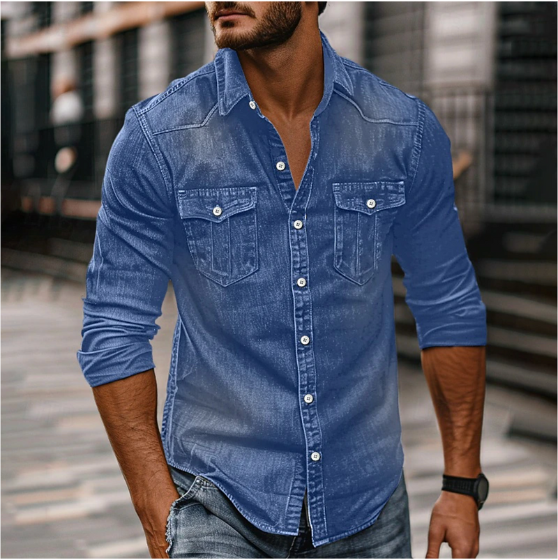 Denim Heren Overhemd Stoer Tijdloos Casual Look – Norvyn