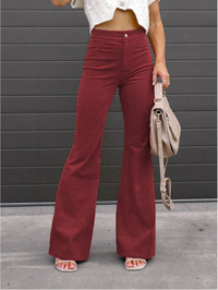 Trendy ribfluwelen damesbroek met hoge taille – Daphne