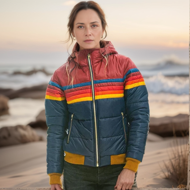 Trendy en warm pufferjack met kleurblok – Sophie