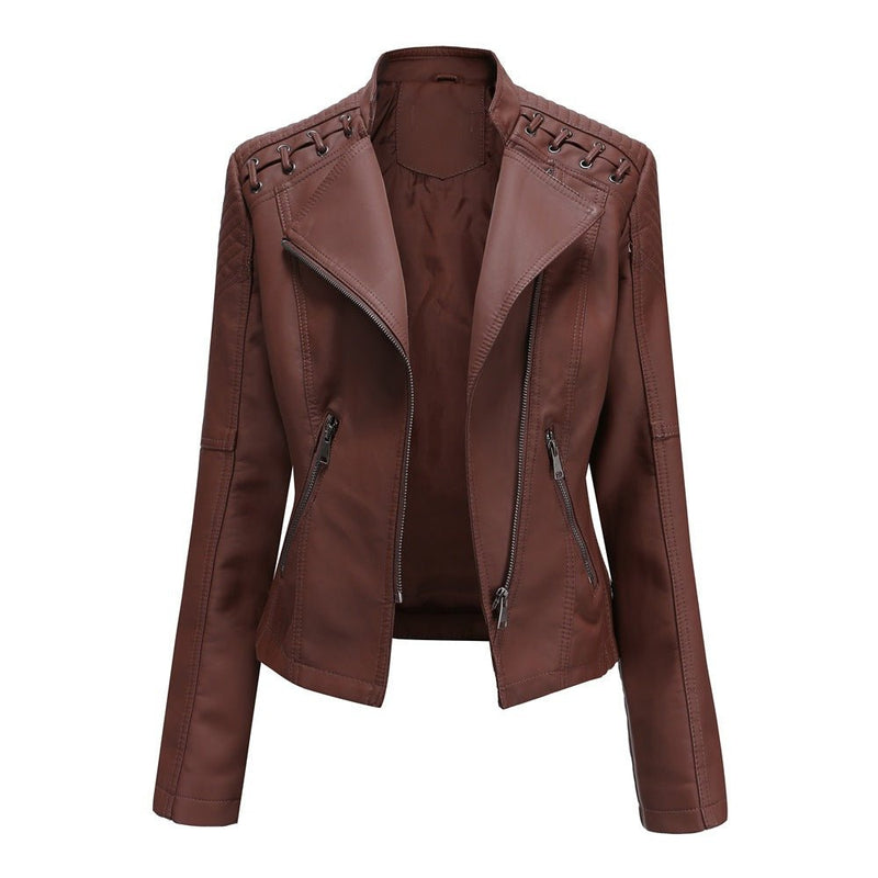 Faux leren bikerjack voor dames – Roxanne