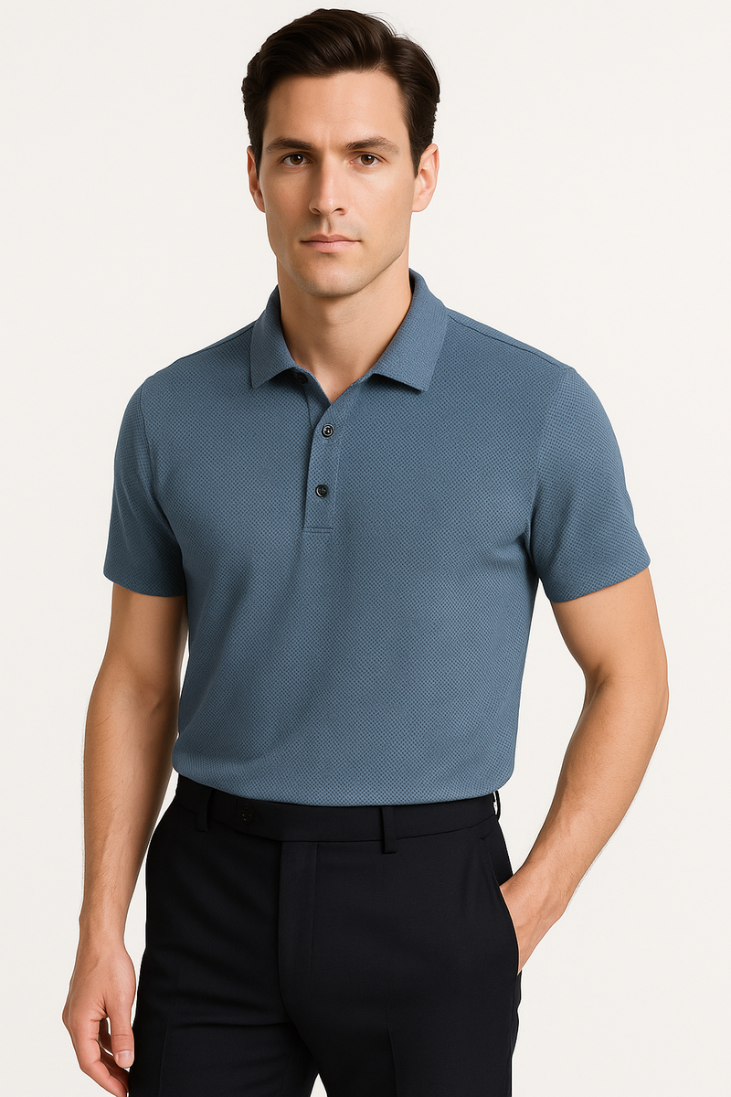 Heren Airflow Effen Kleur Gebreid Polo Shirt – Mark