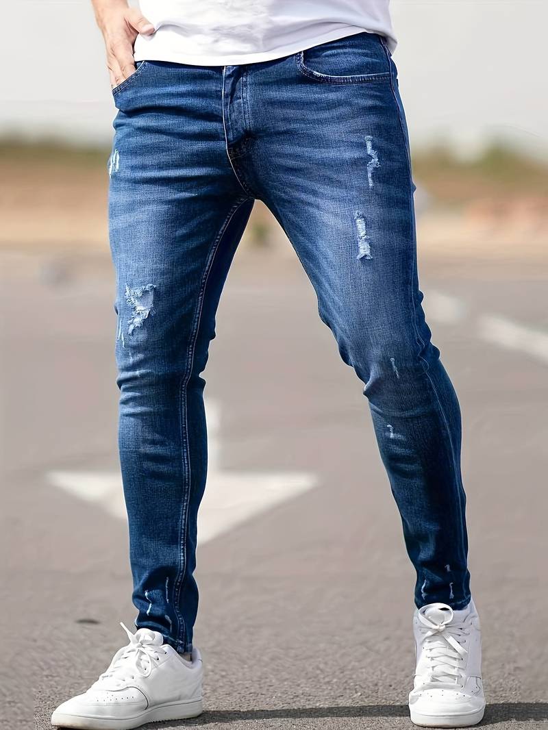 Slim Fit Gescheurde Jeans voor Heren met Zakken – Levi