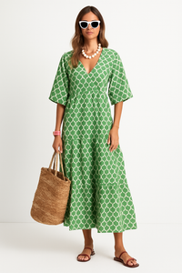 Bohemian Maxi Jurk met V-hals voor Dames – Fleur