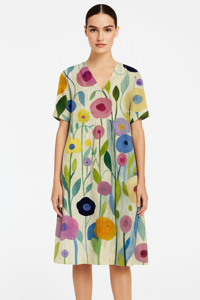 Bloemenjurk met ademende stof en elegante pasvorm – Nicka