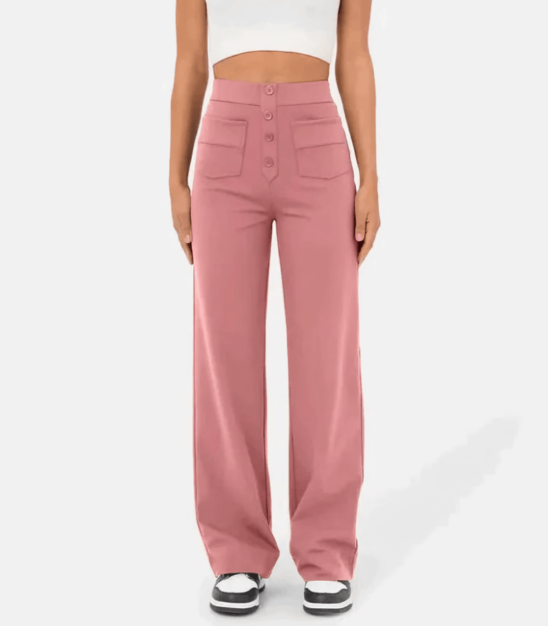 Stijlvolle knopenbroek met hoge taille – Emma