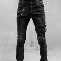 Heren gotische slim-fit jeans met gespen – Damien