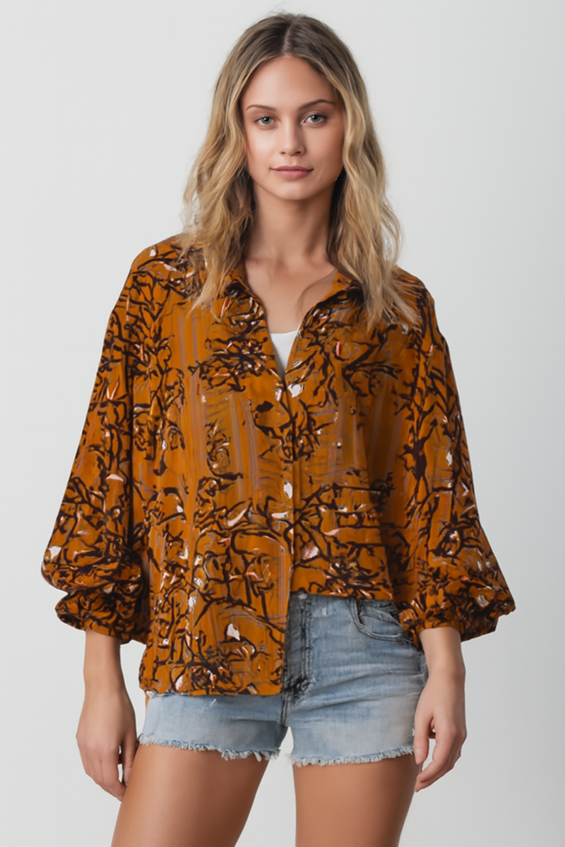 Boho blouse met natuurprint voor dames – Yara