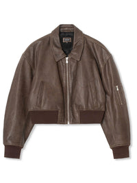 Cropped dames bomberjack in vintage nepleer – Nayla
