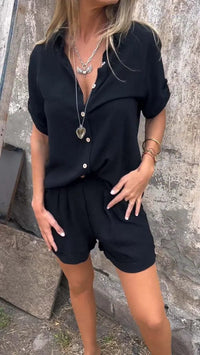Linnen Katoen Set Dames Blouse en Broek Zomer – Elireva