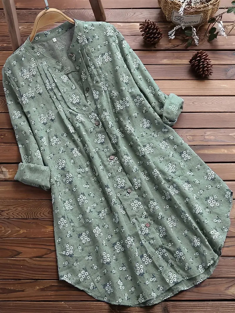 Bloemen Overhemd Dames Zomer Katoen Comfort – Velinna