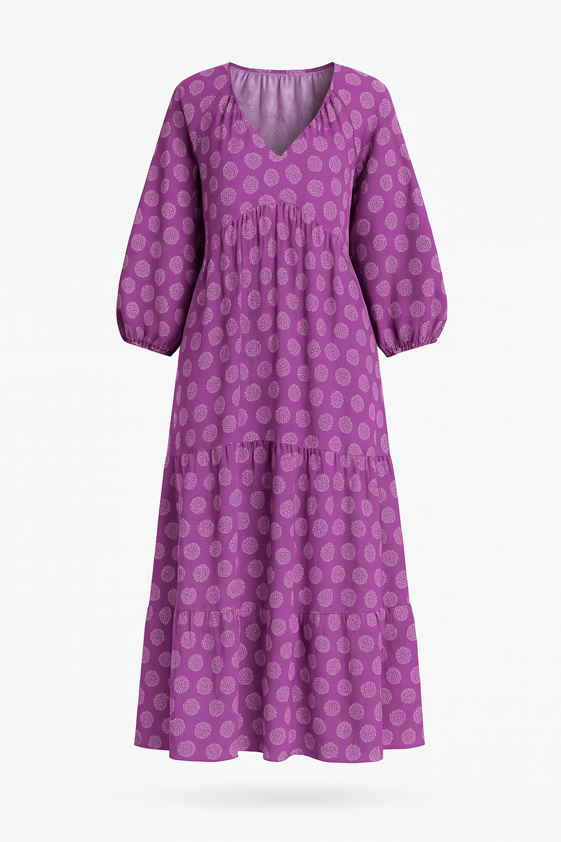 Bohemian Maxi Jurk met V-Hals en Luchtige Stof – Elina