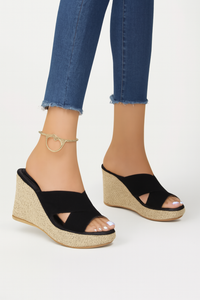 Chique wedge sandalen met kruisband ontwerp - Elviora