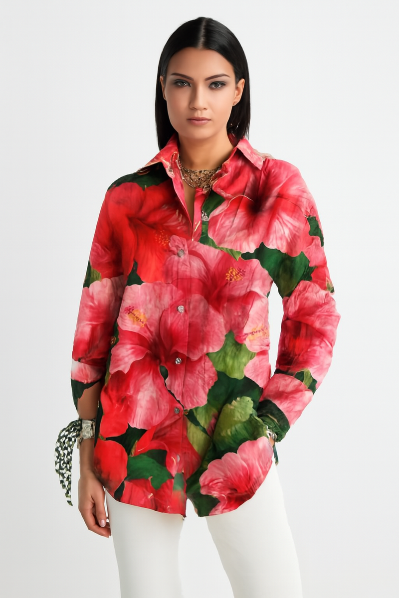 Bloemenprint Blouse met Omslagkraag voor Dames – Ella