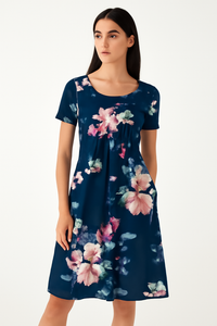 Bloemenprint Zomerjurk met Zakken en Ronde Hals – Sophie