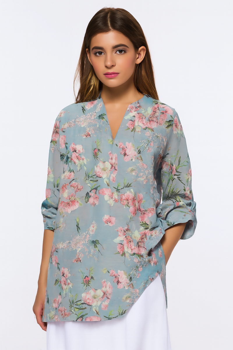 Dames blouse met bloemenprint en comfortabele pasvorm – Eléna