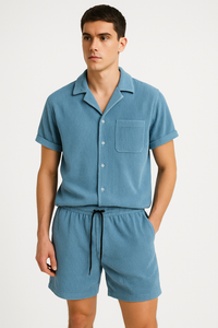 Corduroy herenset met overhemd en shorts – Lars
