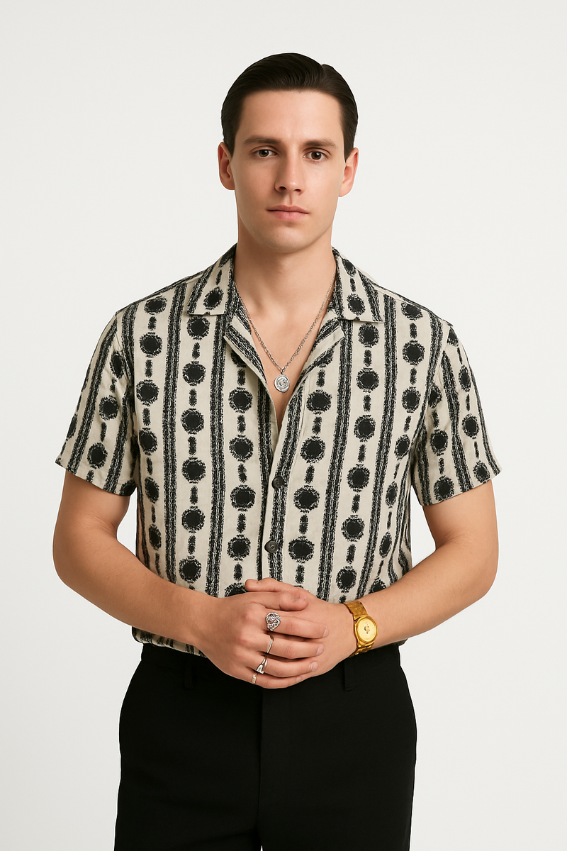 Casual overhemd met funky print en kraag – Milan