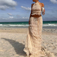 Boho dames set met halternek en rugloos design – Selene